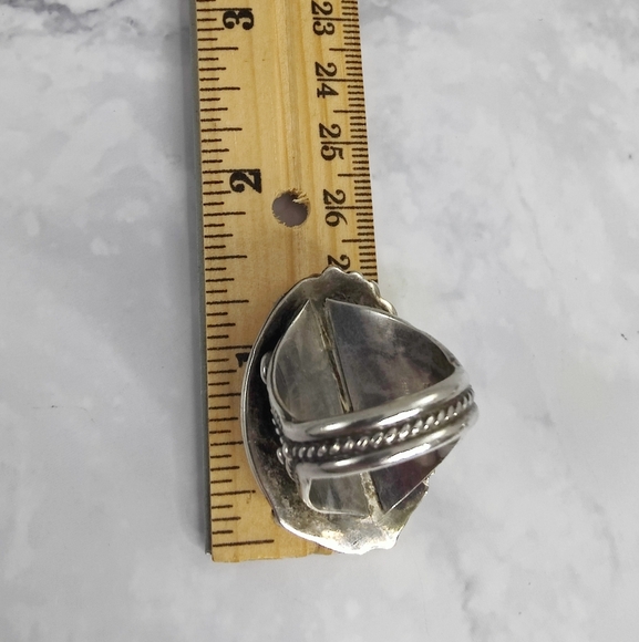 Zuni Sterling Silver Ring Size 11 Turquoise, Coral Bennie Bowekaty - Picture 12 of 12